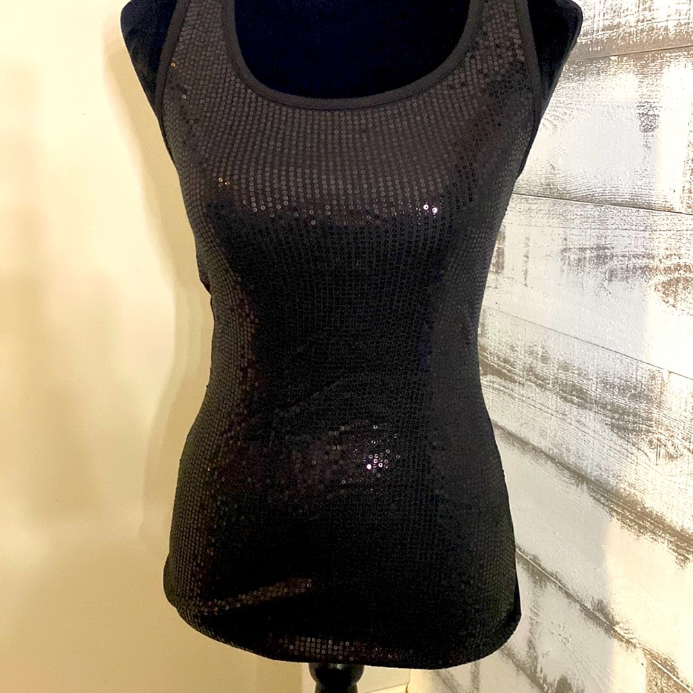 Black sequined tank top
